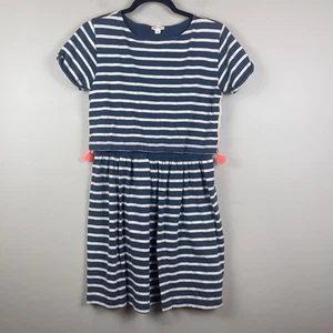 Crewcuts Dress Girls 14 Navy White Striped Cap Sleeve Elastic Waist Shift Preppy - Picture 1 of 6