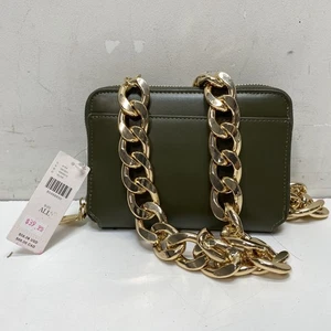 Anthropologie Olive Green Crossbody Purse with Chunky Chain Strap - Picture 1 of 5