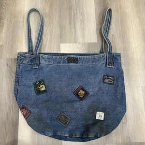 Vintage 80s Denim Jean Tote Limited Express Bag Patches - Picture 1 of 7