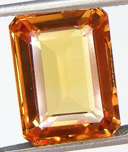 9,78 quilates FINEST LUSTRE CORTE ESMERALDA 13,7x10,3 mm. CORINDÓN LABORATORIO ZAFIRO AMARILLO - Imagen 1 de 3