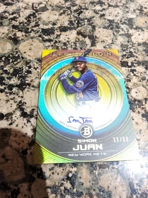 2022 Bowman Inception Autograph Simon Juan #PA-SJ Gold Foil 30/50 (AU, RC) - Image 1 of 2