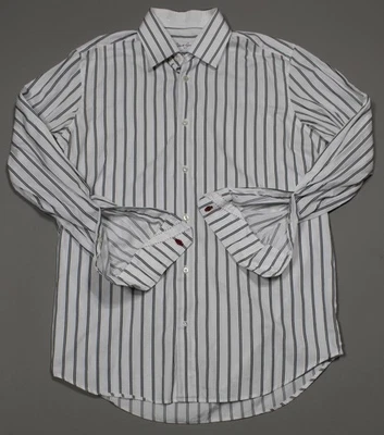 Camisa Robert Graham Para Hombre Grande Blanca Negra Rayas Abotonada Manga Larga Vestido Foto 1 de 4