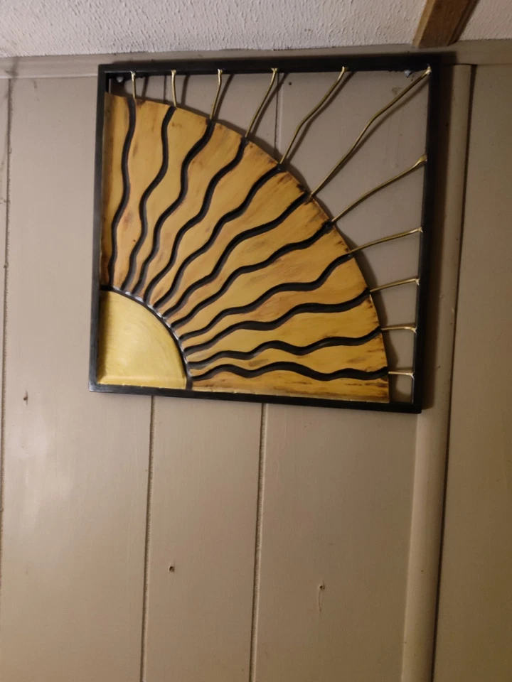 Arte de parede de metal sol grande corte plasma parede pendurar escultura decorativa decoração destaque  - Imagem 1 de 1