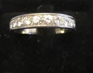 estate 18K White Gold Diamond Band Ring Hallmarked AFB 0.5cttw 10-stone size 9 - Picture 1 of 12