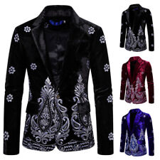 Men's Suits Casual One Button Embroidered Velvet Suits Performance Wedding Dress