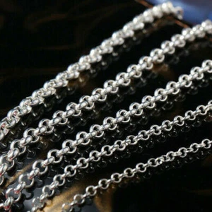 Cadena de plata pura para mujer hombre suéter eslabón real 999 collar de plata 16-24 pulgadas L - Imagen 1 de 9