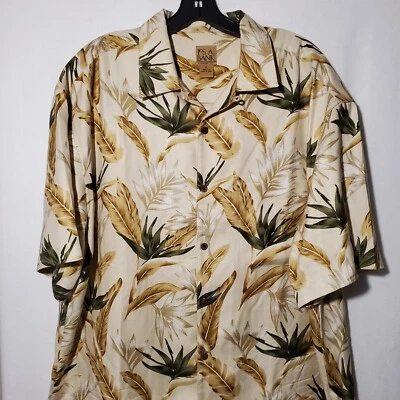 Camisa Jos A Bank 100% Seda Hombre XL Marrón Floral Manga Corta Abotonada Hawaiana Foto 1 de 4