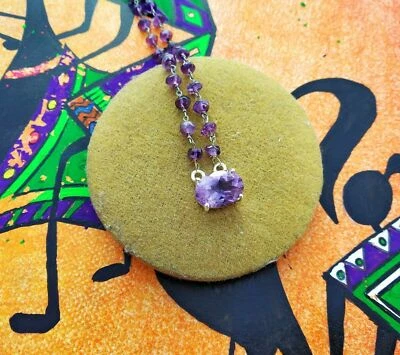 Ciondolo in argento sterling 925 con pietra preziosa di ametista naturale... - Immagine 1 di 4