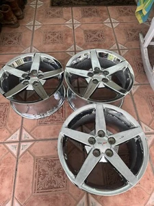 2005-2007 Corvette Rear Chrome Wheels 18"x9.5” 2 Rear Wheel 17x8.5 1 Front As Is - Picture 1 of 24