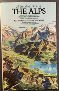 A Traveler's Map Of The Alps National Geographic Society Vintage Wall Map: 1985 - Bild 1 von 1