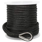 RealPlus 1/2 Inch X 50 Feet Double Braid Nylon Anchor Line with Stainless Steel