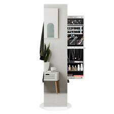 Jewelry Armoire with Full Length Mirror 360° andJewelry Organizer Armoire White