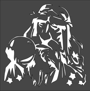 12"x12" Clear Plastic Stencil - Wizard w/Magic Orb (SA1289) - Picture 1 of 2