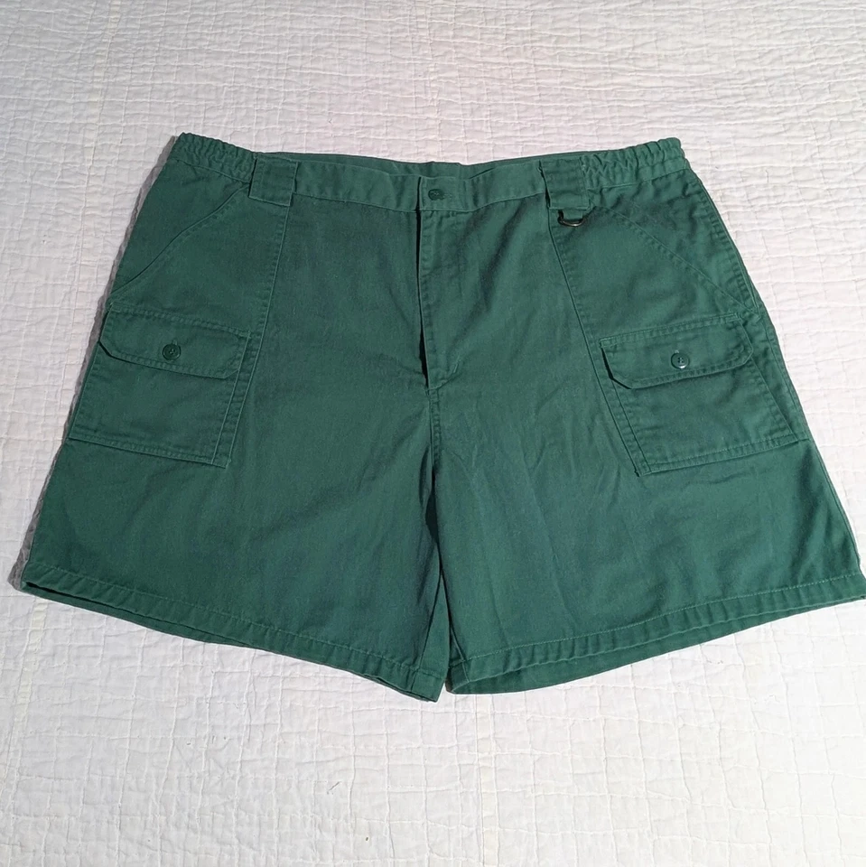 Haband ! Vintage Cargo Shorts Green 42 X 6  Pockets Outdoors Hiking Fishing  - Image 1 of 4