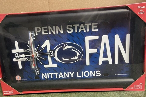 Penn State Nittany Lions  NCAA  #1 Fan Quartz License Plate Clock    C Cover