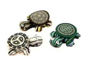 3 Fimo Polymer Clay Turtle Beads Drop Focal Pendants Assorted Mix Lot - Picture 1 of 4