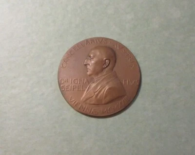 Österreich, Kupfermedaille Kanzler Ignaz Seipel 1923 Cu (DR1877)dm40mm, ann.stgl - Bild 1 von 2