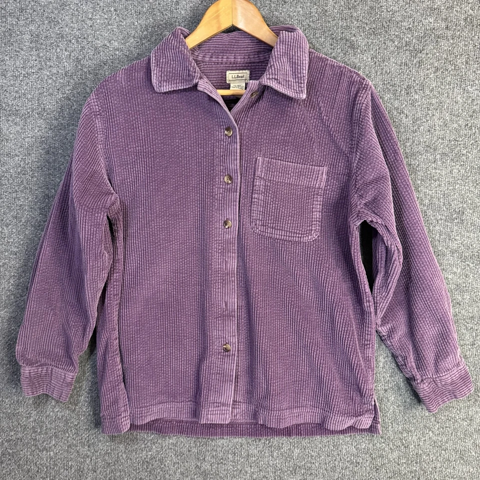 L.L.Bean Womens Large Purple Corduroy Long Sleeve Button Down Shirt - Image 1 of 4