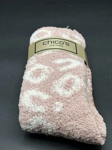 Chicos Rose Pink Animal Print Non-Slip Cozy Socks Womens One Size NEW - Picture 1 of 4
