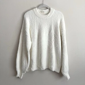 CALIA by Carrie Underwood Fuzzy Pullover Sweater White Womens Medium Casual Snow - Picture 1 of 10