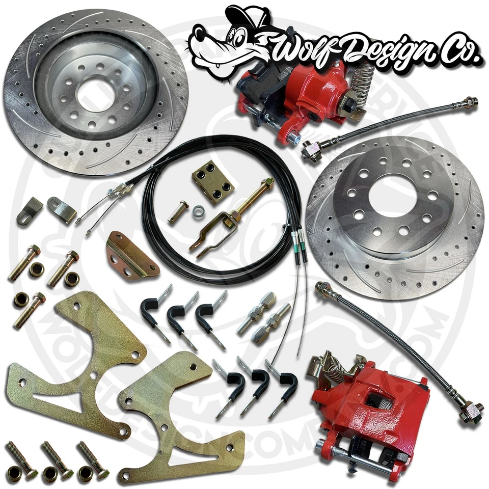 Kit de conversión de freno de disco trasero Oldsmobile 442 y Cutlass pinzas de freno eléctrico rojas Foto 1 de 4