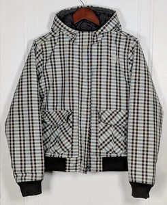 The North Face Hooded Plaid Snowboarding Winter Jacket Women's Medium Black Blue - Picture 1 of 4