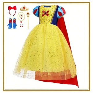 Girls Princess Snow White Costume Kids Fancy Dress Up Outfit Birthday Party Gift - Picture 1 of 15