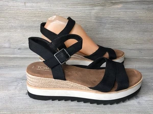 Woman's Sandals TOMS Louisa Platform Sandal Size 9 Black Straps - Picture 1 of 7
