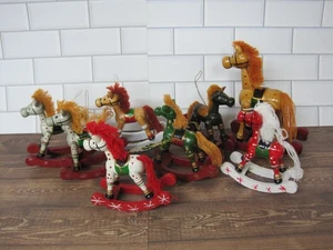 Lot of 7 Vintage Rocking Horse Christmas Ornaments + 1 Figurine - Picture 1 of 5