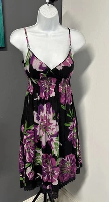Vestido Halter Derek Heart Para Mujer XS Floral Algodón Calado Acolchado Busto Forrado Boho Foto 1 de 4