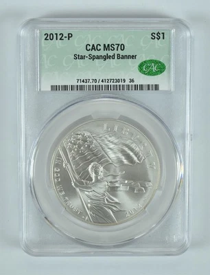 2012-P Star-Spangled Banner Commemorative Silver Dollar MS70 CAC CACg - Image 1 of 4