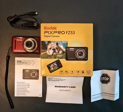 Kodak PIXPRO FZ53 Digital Camera 16 MP Red 16GB Memory Card - Image 1 of 4