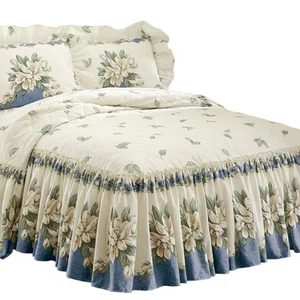 Magnolia Garden Floral Ruffle Skirt Lightweight Bedspread - Picture 1 of 15
