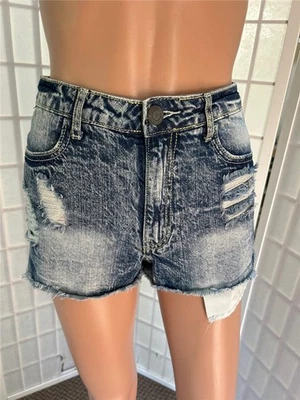 Женские шорты из 100% хлопка синие искусственно состаренные джинсовые Mossimo 7 - Изображение 1 из 4