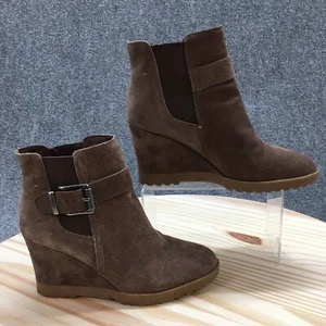 Vince Camuto Boots Womens 8M Landi Casual Chelsea Wedge Ankle Bootie Brown Suede - Picture 1 of 18