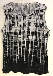 Calvin Klein Tank Bluse groß schwarz weiß abstrakt ärmellos Stretch - Bild 1 von 10