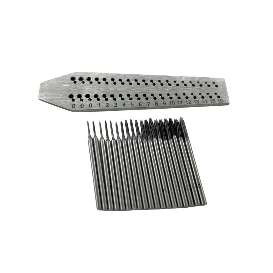 Placa de tornillo con 19 grifos Tamaño del orificio: 0 a 16 | Juego de grifos y troqueles para fabricación de joyas Foto 1 de 4