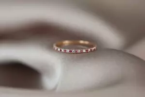 1ct Natural Alternate Pink Ruby & Diamond Full Eternity Band 14k SOLID Rose Gold - Picture 1 of 10