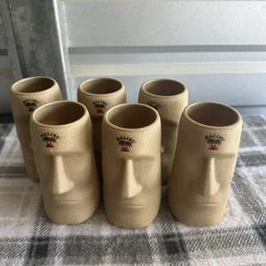 6 Ron Malibú Isla de Pascua Moni Tiki Bronceado Plástico Taza Bar 6" Alto - Imagen 1 de 4