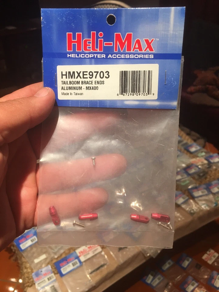 HELI-MAX MX 400 HELI ALUMINUM TAILBOOM BRACE ENDS / # HMXE9703 - Image 1 of 3