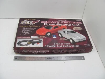 Corvette 50th Anniversary Tabletop Slot Car Road Racing Set Battery Operated - Image 1 of 4