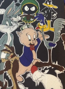 BUGS BUNNY TAZ TEACHER DENIM SHIRT SUIT DESIGNER NECKTIE TIE FREE SHIPPING - Picture 1 of 4