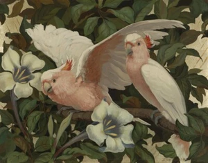 Jessie Arms Botke Cockatoos In A Flowering Tree Canvas Print 16 x 20 - Picture 1 of 4