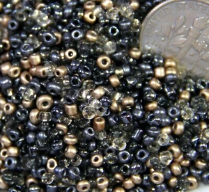 12/0 kleine Glasperlen, schwarz & gold, matt 10 Gramm, 358 - Bild 1 von 1