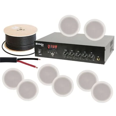 8x Ceiling Speakers 100V Line Bluetooth Amplifier Kit For House Club School Shop - Image 1 of 4