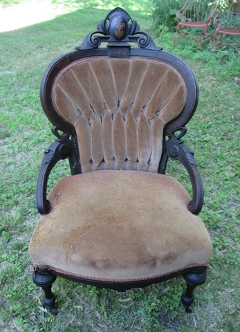WONDERFUL ANTIQUE INLAID VICTORIAN CHAIR Cover