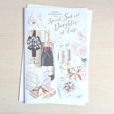 SIMON ELVIN SON AND DAUGHTER IN LAW Anniversary Card - 9"x6" Special Couple Wedding Wife