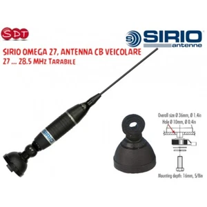 SIRIO OMEGA 27, ANTENNA CB VEICOLARE, FREQUENZA 27-28.5 Mhz TARABILE - Zdjęcie 1 z 3