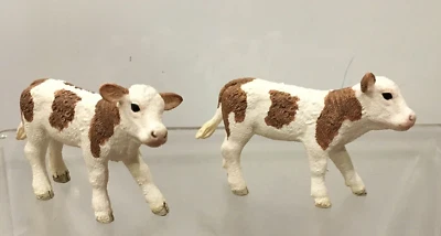 Figura Animal Schleich Blanco y Marrón SIMMENTAL 2 BECERRO VACA 3" 2015  Foto 1 de 3