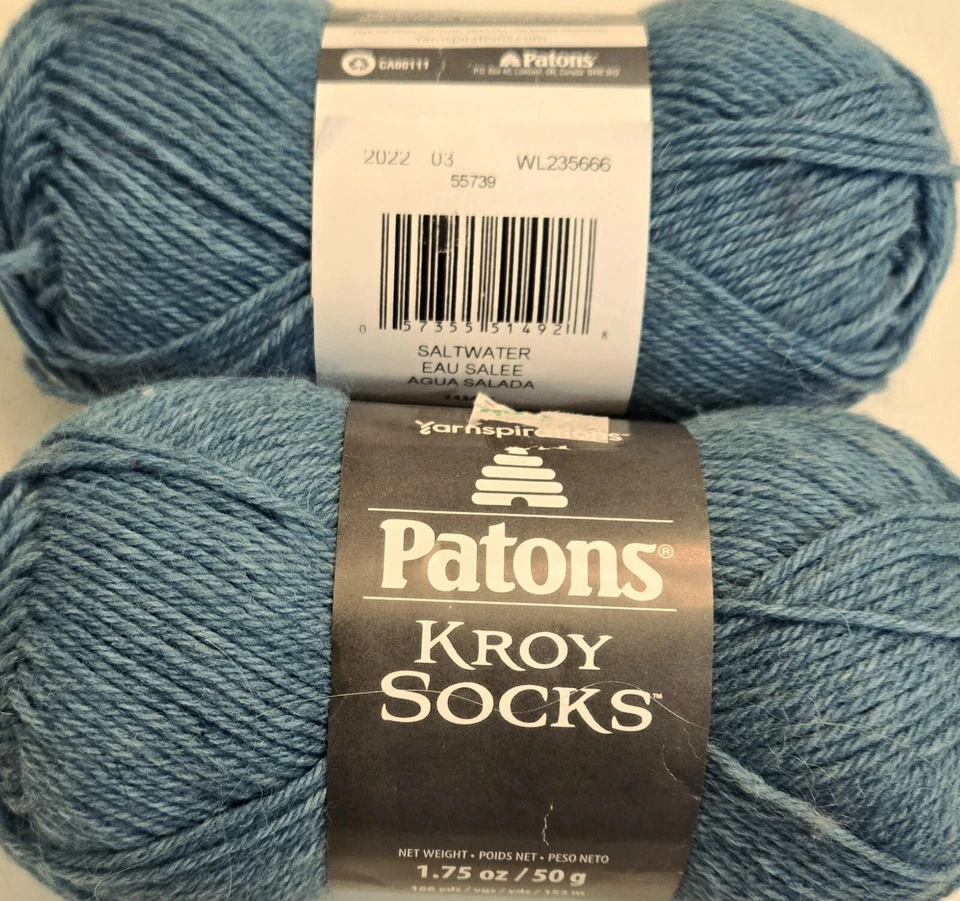 Patons KROY Wool Sock Yarn Lot 6 Yarnspirations Saltwater & Flax Colors